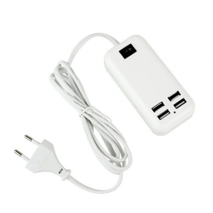 USB töltő típusú elosztó 4 bemenettel,, Fehér