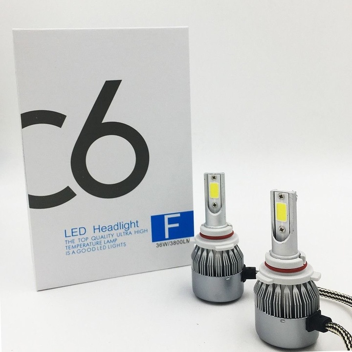 Комплект led лед диодни крушки за фарове Flexzon C6 HB4 / 9006, 36w, 7600lm 12V