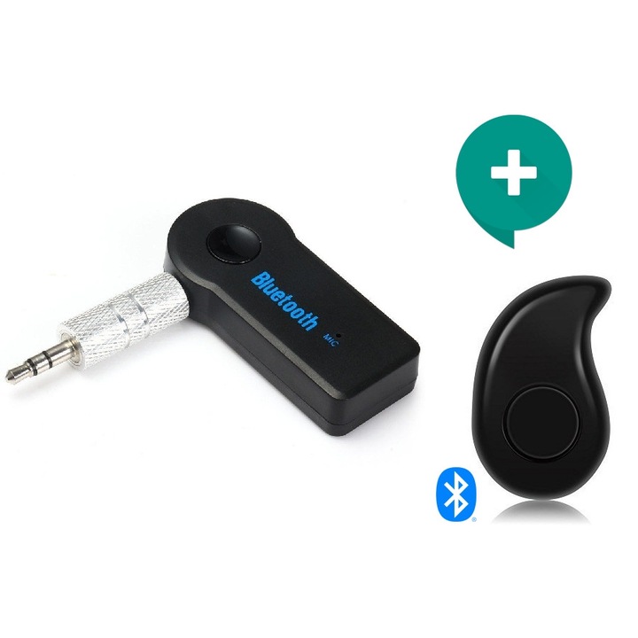 Комплект - FM Bluetooth трансмитер за кола или камион TDH, 3.5мм жак, Handsfree + Мини Спортна S530 Слушалка
