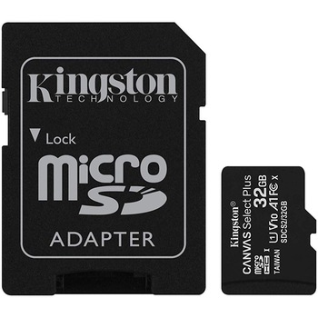Card de memorie MicroSD Kingston Canvas Select Plus, 32GB, 100MB/s, cu adaptor Card de memorie MicroSD Kingston Canvas Select Plus, 32GB, 100MB/s, cu adaptor