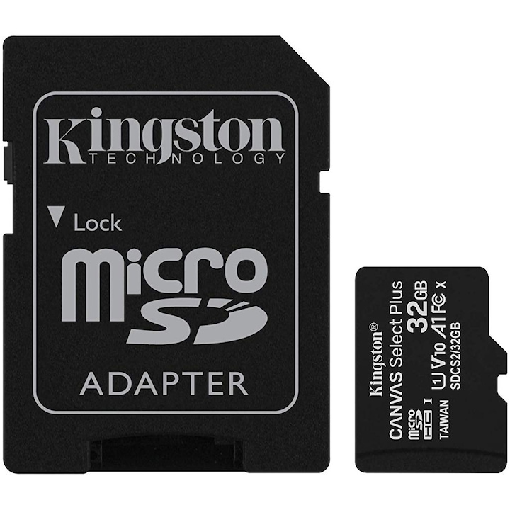 Card de memorie MicroSD Kingston Canvas Select Plus, 32GB, 100MB/s, cu adaptor