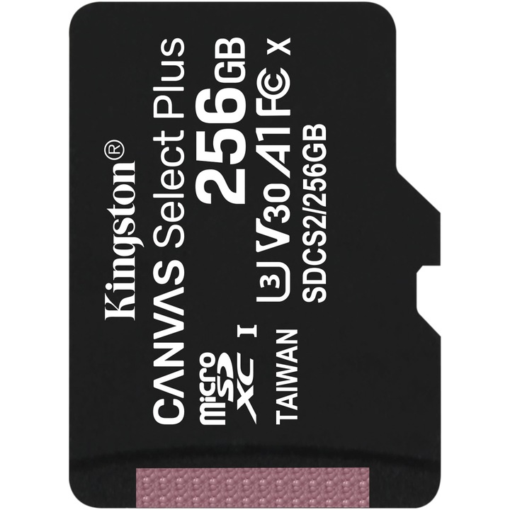 Карта памет Kingston Canvas Select Plus, MicroSD, 256GB, Клас 10, UHS-I Performance, U1, V10