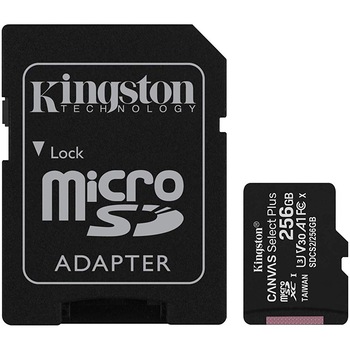 Card de memorie MicroSD Kingston Canvas Select Plus, 256GB, 100/85MB/s, cu adaptor Card de memorie MicroSD Kingston Canvas Select Plus, 256GB, 100/85MB/s, cu adaptor