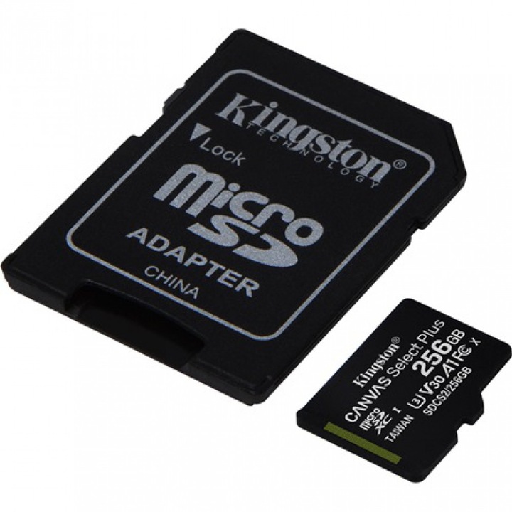 Card de memorie MicroSD Kingston Canvas Select Plus, 256GB, 100/85MB/s, cu adaptor
