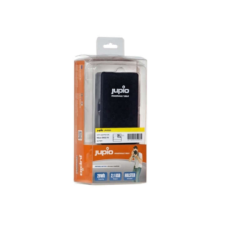 Kit Acumulator Extern Jupio Power Vault DSLR - 28 Wh (Compatibil Nikon EN-EL14 si Tablete / SmartPhone)