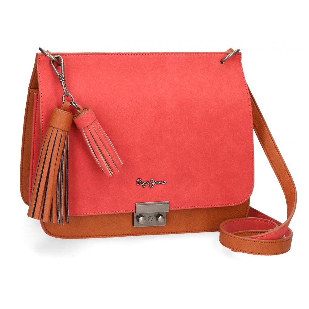 Geanta umar cu clapa 24 cm Pepe Jeans Duane maron