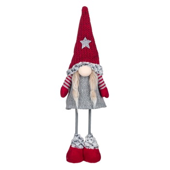 Figurina decorativa, model Mos Craciun cu stea, 52 cm, rosu/gri Figurina decorativa, model Mos Craciun cu stea, 52 cm, rosu/gri