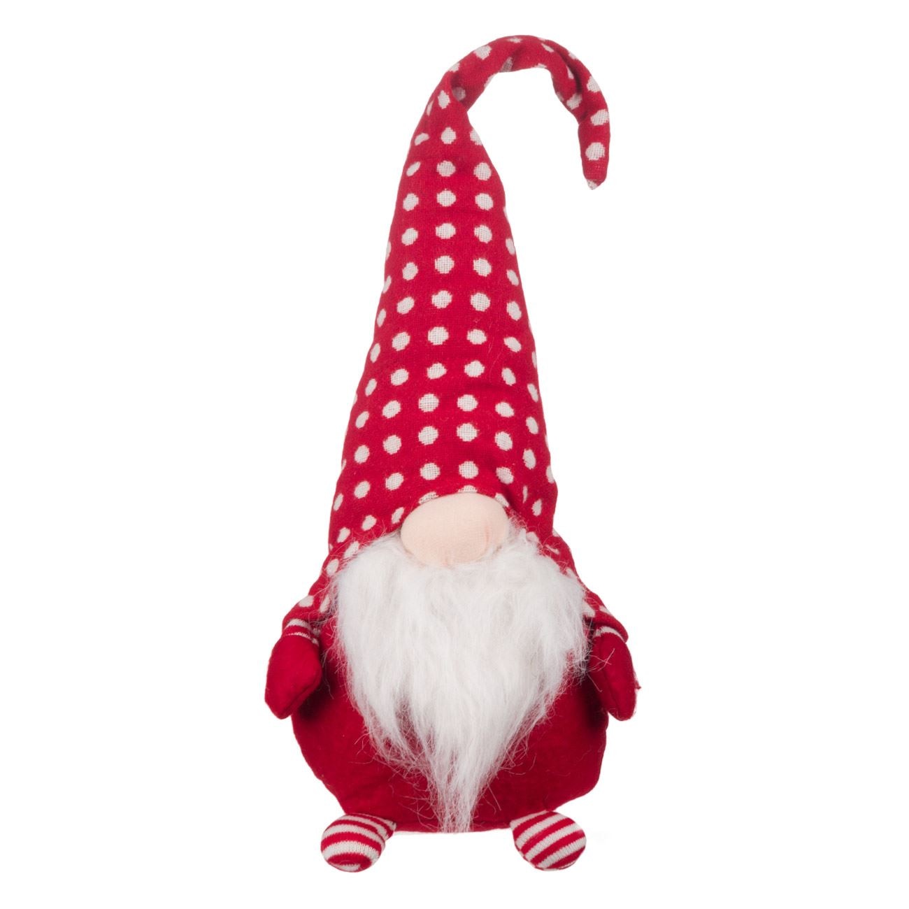Figurina decorativa, pentru Craciun, Zola, Mos Craciun, rosu/alb, cu palarie in buline, 52 cm