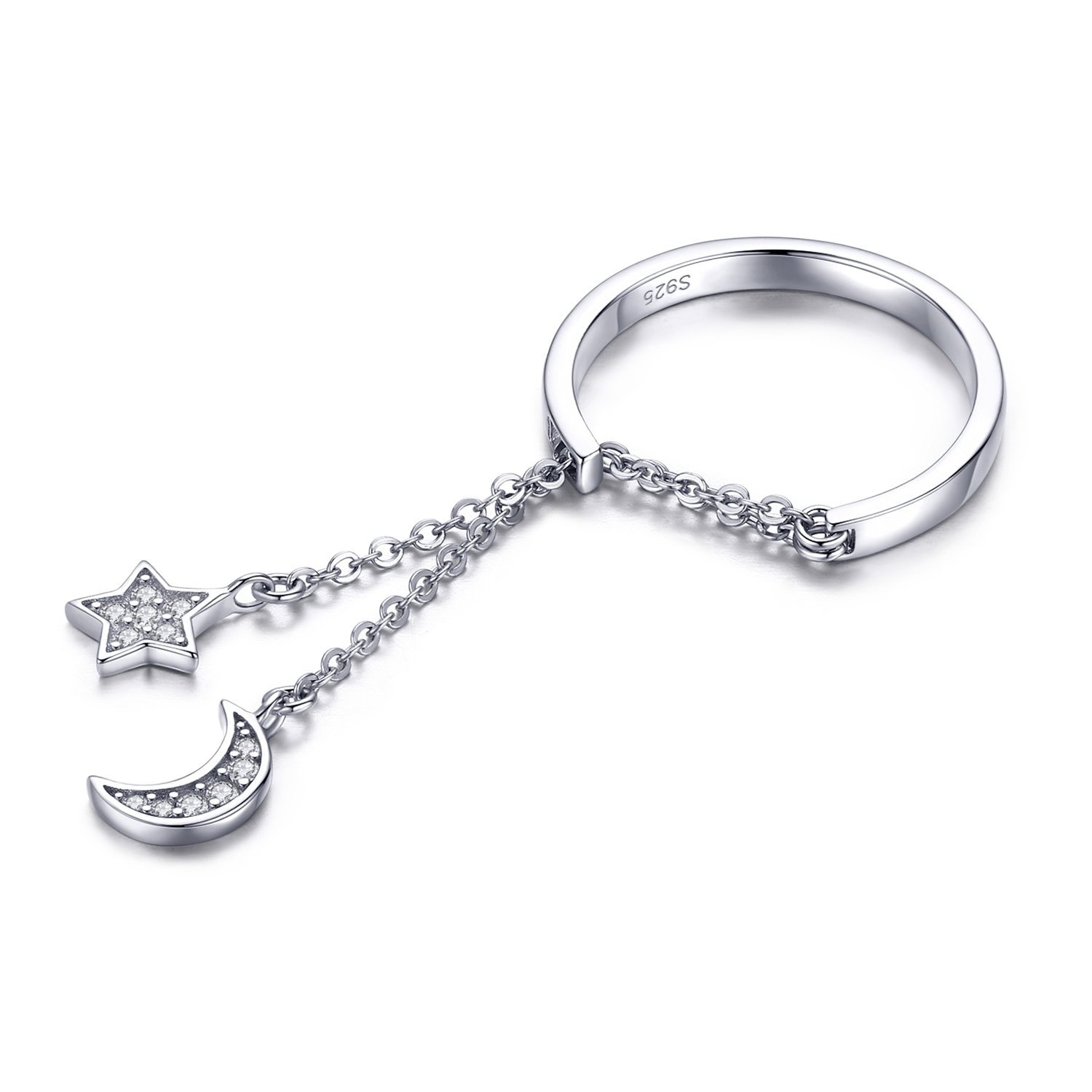 Inel din argint link chain Moon and Star