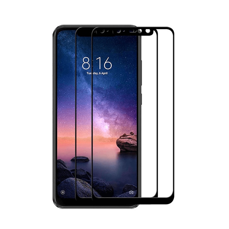 Set 2 folii protectie sticla securizata fullsize pentru Xiaomi Redmi Note 6 Pro, negru