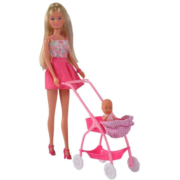Кукла Simba Steffi Love Baby Walk 29 см розова с количка и аксесоари