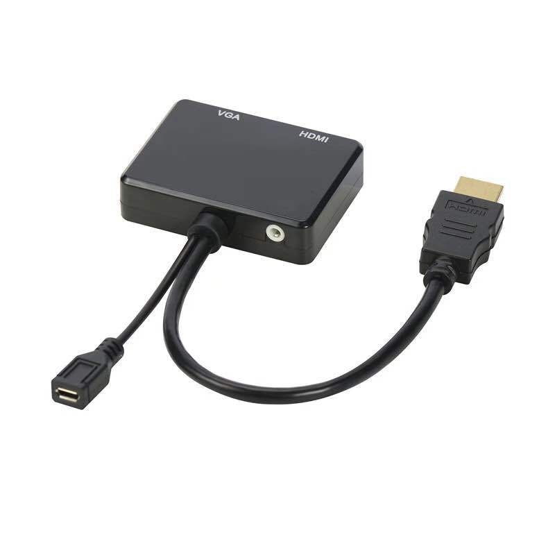 Adaptor convertor 2 in 1 de la HDMI tata la HDMI si VGA + 3.5 audio ...