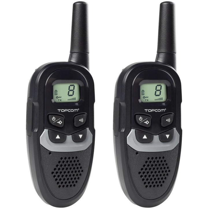 Rádiós adóvevő Walkie Talkie Topcom RC-6410, PMR, 8 csatornás, két darab, fekete