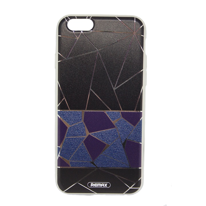 Husa Remax Biphase Compatibil cu Apple iPhone 6S, Electroplated 3D Design, Triangle, Black Saphire