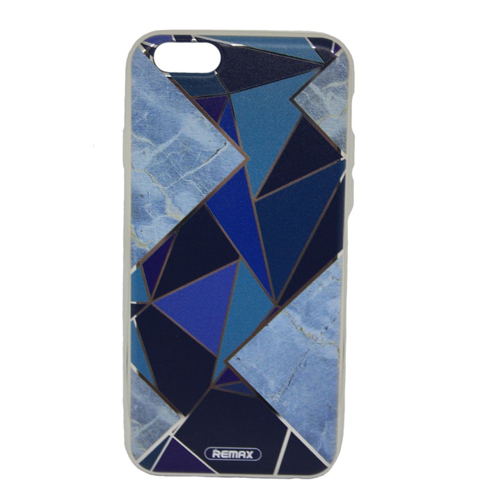 Husa Remax Biphase Compatibil cu Apple iPhone 6S, Electroplated 3D Design, Triangle, Blue
