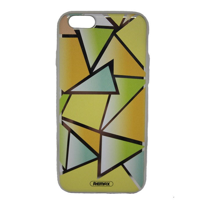 Husa Remax Biphase Compatibil cu Apple iPhone 6S Plus, Electroplated 3D Design, Triangle, Gold
