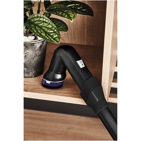 Aspirator vertical Rowenta RH9299WH Air Force 460 Flex, 21.9 V, tehnologie ciclonica, 2 trepte de viteza, 0.65 L, Power Slim, Negru/Violet