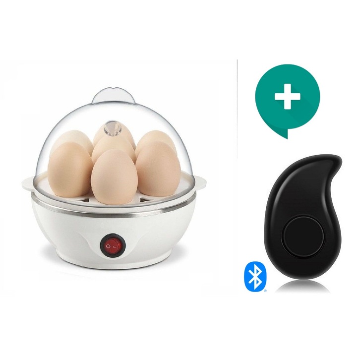 Комплект - Яйцеварка на пара Healthy Eggs, Вместимост 7 яйца Бял цвят + Мини Спортна S530 Слушалка