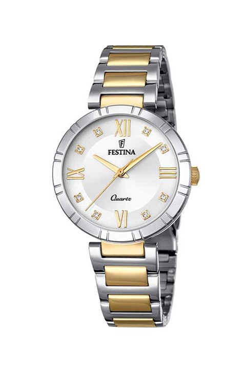 Festina, Часовник с метална верижка, Сребрист, златист, бял