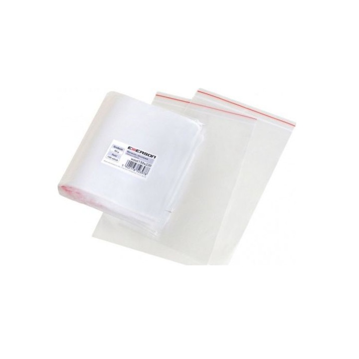 Set 100 pungi de plastic transparent cu fermoar ziplock Emerson dimensiuni 10 cm x 15 cm