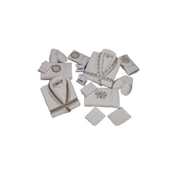 Set 2 Halate si 6 Prosoape din Bumbac 100%, 16 piese Extrem de Elegante , cu model maro Set 2 Halate si 6 Prosoape din Bumbac 100%, 16 piese Extrem de Elegante , cu model maro