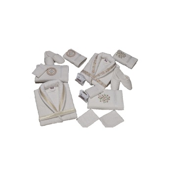 Set 2 Halate si 6 Prosoape din Bumbac 100% , 16 piese Extrem de Elegante , cu model galben Set 2 Halate si 6 Prosoape din Bumbac 100% , 16 piese Extrem de Elegante , cu model galben