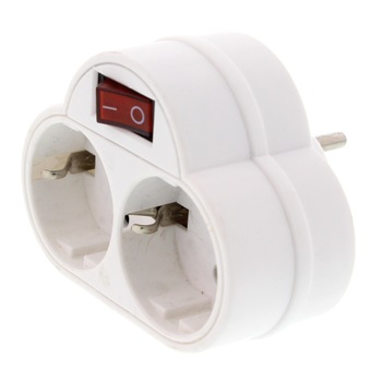 Stecher dublu cu contact protectie si intrerupator, 2 x SCHUKO, Well Stecher dublu cu contact protectie si intrerupator, 2 x SCHUKO, Well