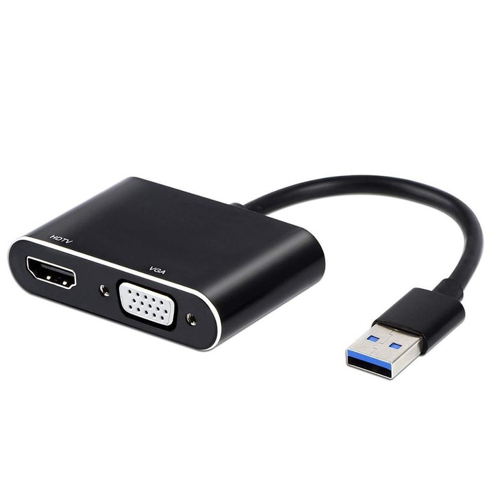 Plug & Play адаптер от USB 3.0 към VGA и HDMI 1080P, за PC или MacBook - Phuture®