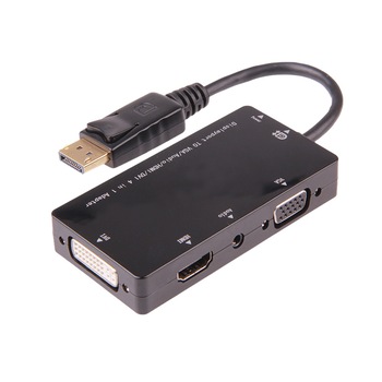 Cablu adaptor Display Port 4 in 1 HD la HDMI-DVI-VGA cu jack audio, port incarcare tip C - Phuture® Cablu adaptor Display Port 4 in 1 HD la HDMI-DVI-VGA cu jack audio, port incarcare tip C - Phuture®