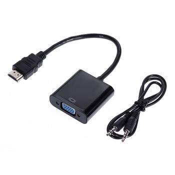 Adaptor convertor de la HDMI tata la VGA mama si cu cablu audio pentru laptop, DVD, PS3, Xbox360 - Phuture® Adaptor convertor de la HDMI tata la VGA mama si cu cablu audio pentru laptop, DVD, PS3, Xbox360 - Phuture®