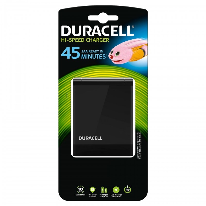 Incarcator Duracell CEF27, timp de incarcare 45 minute, negru