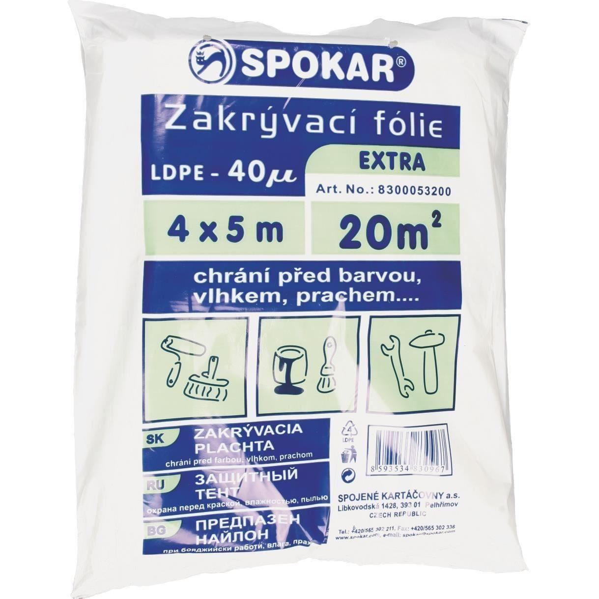 Folie de protectie din LDPE, Spokar, pentru diverse suprafete, 4x5m, 40microni