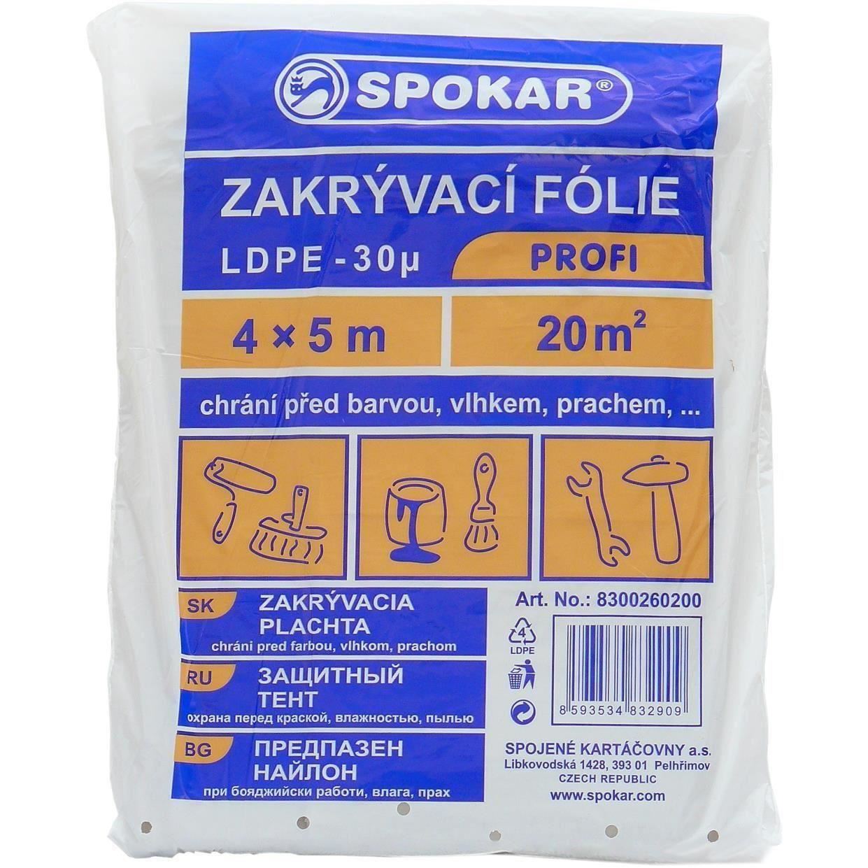 Folie de protectie din LDPE, Spokar, pentru diverse suprafete, 4x5m, 30microni