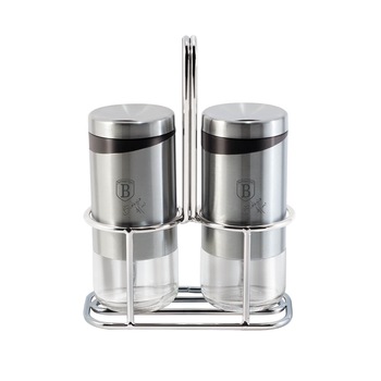 Set 2 recipiente pentru sare si piper 120 ml si suport din otel inoxidabil Spiceholders Berlinger Haus BH 1993 Set 2 recipiente pentru sare si piper 120 ml si suport din otel inoxidabil Spiceholders Berlinger Haus BH 1993