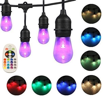 Ghirlanda luminoasa, 8 culori interschimbabile (la alegere), exterior, 15+2 becuri led RGB suspendate, 15 m, interconectabila, fasung E27, telecomanda Ghirlanda luminoasa, 8 culori interschimbabile (la alegere), exterior, 15+2 becuri led RGB suspendate, 15 m, interconectabila, fasung E27, telecomanda