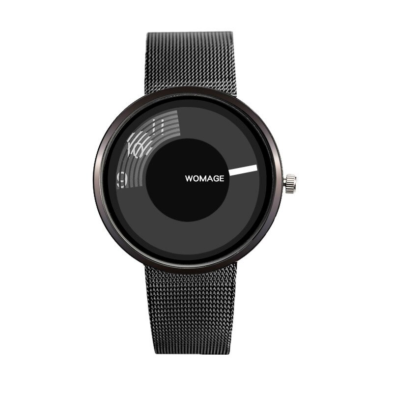 Ceas WoMaGe Unisex Quartz Casual Elegant Negru, PN999953NU, curea din metal (mesh), afisaj Analog