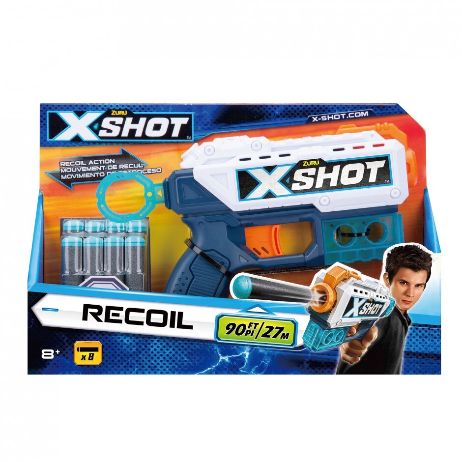 Arma de jucarie, blaster X-Shot Excel Recoil cu 8 gloante de spuma