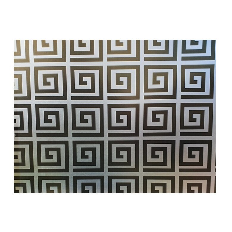 Folie pentru geam decorativa 2 geometric grecesc negru, 10 m x 1 m