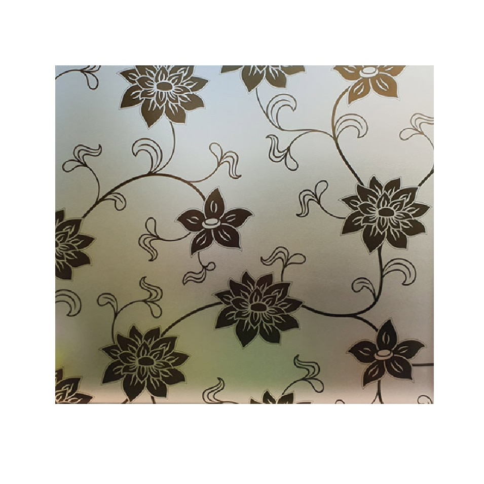 Folie pentru geam decorativa floral negru, 8 m x 1 m