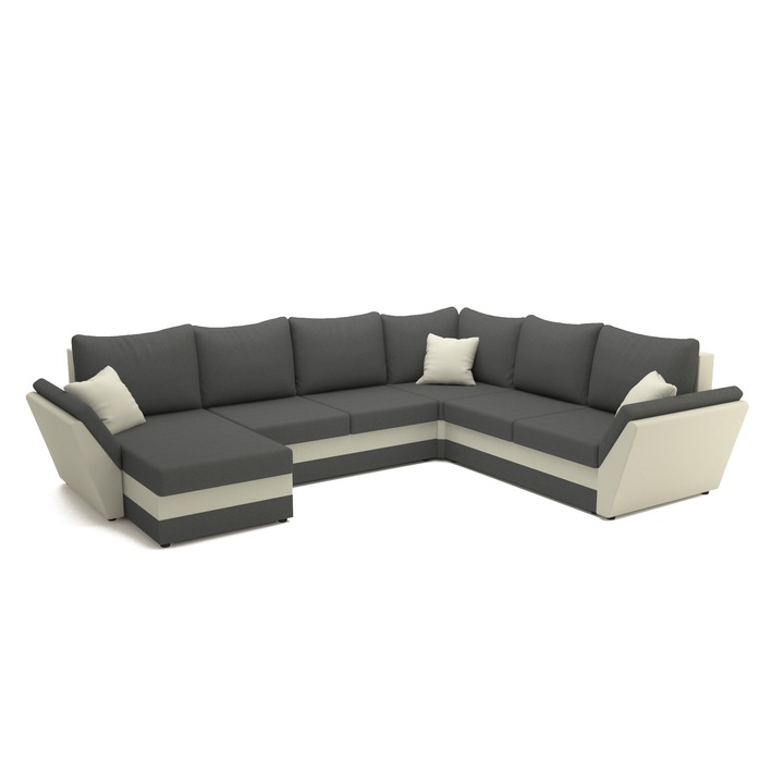 Canapea extensibila Palma Grey Double Corner, 318 x 248 x 80 cm