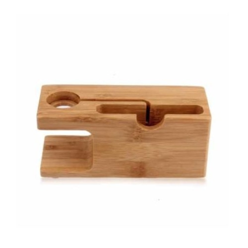 Suport sau stand de incarcare pentru Apple Watch si iPhone, Bambus