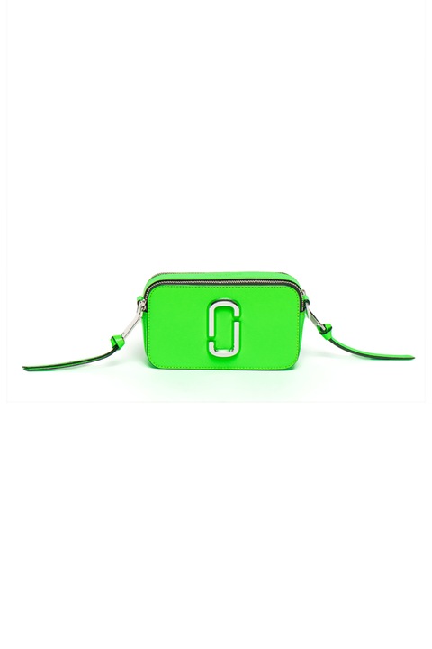 Marc Jacobs, Geanta crossbody de piele peliculizata, cu bareta detasabila pentru umar, Verde electric/Negru/Alb