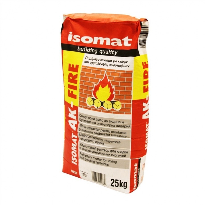 Mortar refractar pentru montarea si rostuirea caramizilor, Isomat, Ak-Fire, 25 kg
