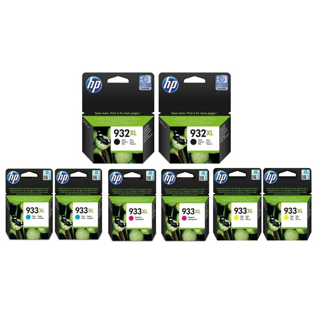 Pachet cartuse cerneala CN053AE (932XL) negru x 2 CN054AE (933XL) cyan x 2 CN055AE (933XL) magenta x 2 CN056AE (933XL) galben x 2 HP original 6950 pagini