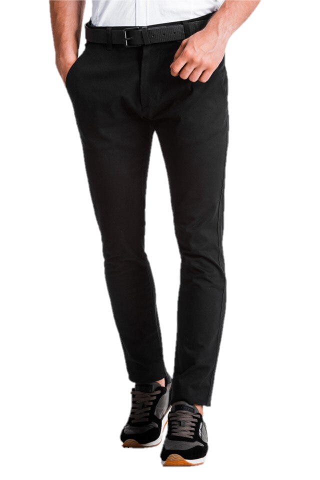 Pantaloni Barbati Ombre Chino Eleganti din Bumbac Negri M