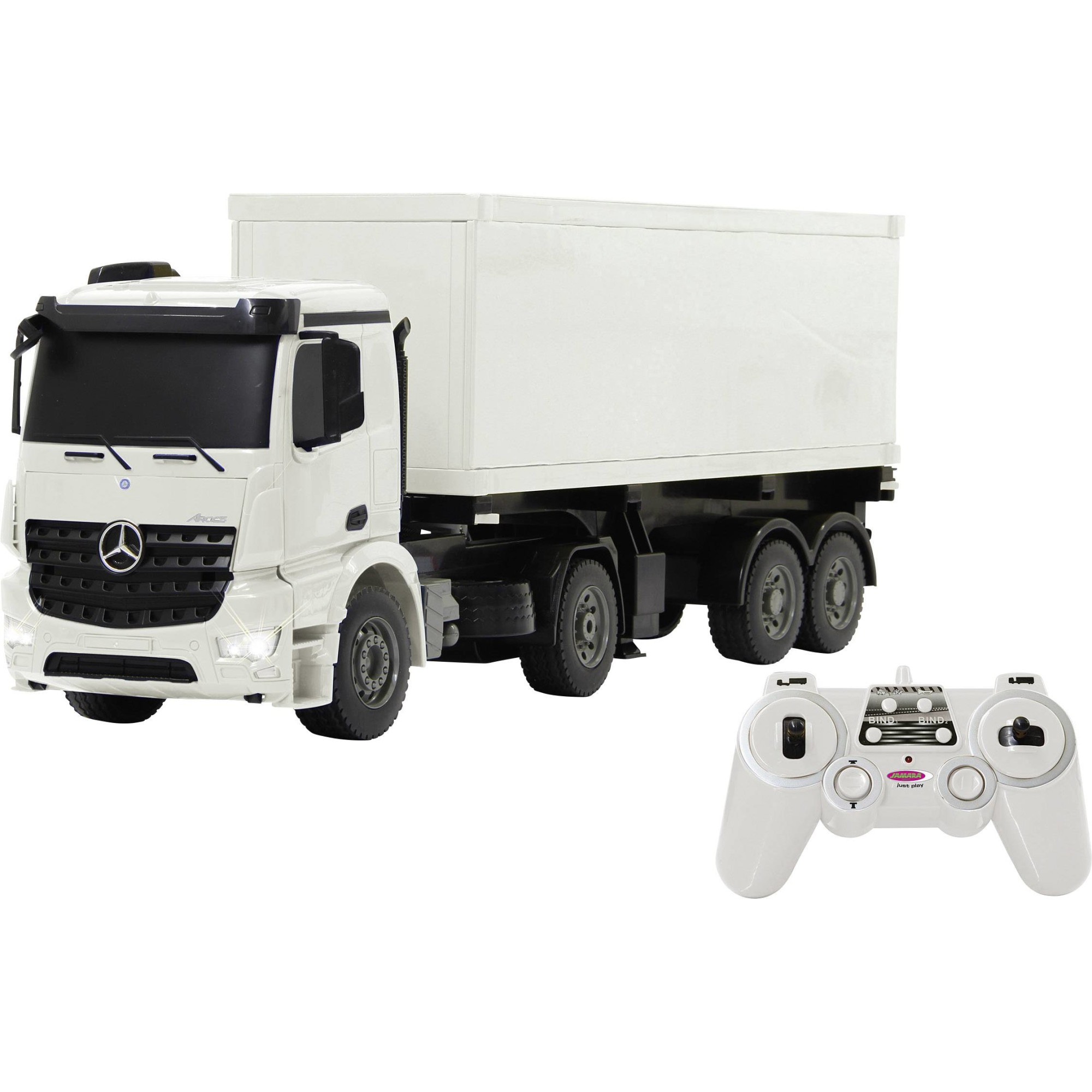 Camion RC cu telecomanda Mercedes-Benz Arocs cu semiremorca container 1:20 / 2,4 Ghz/ LED