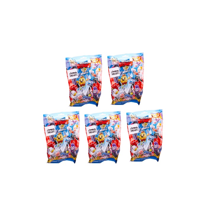 Kit 5 X Figurina Brawl Stars Clasic, cu cartonase surpriza, Mistery Box, New Generation by Urban Trends ®