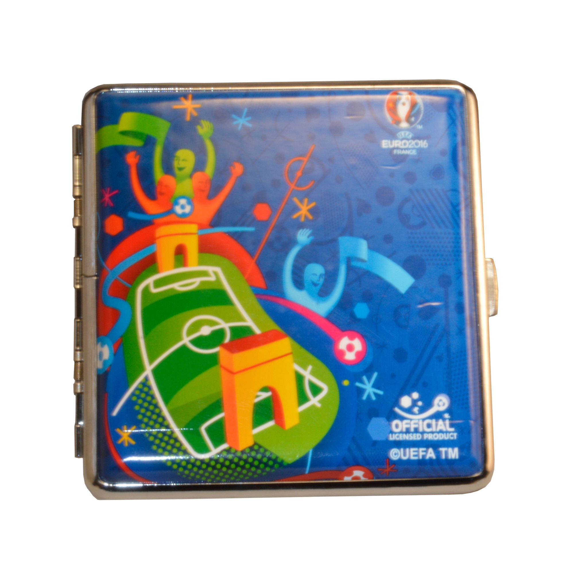 Tabachera albastra 20 tigari king size cu clema metalica UEFA 2016
