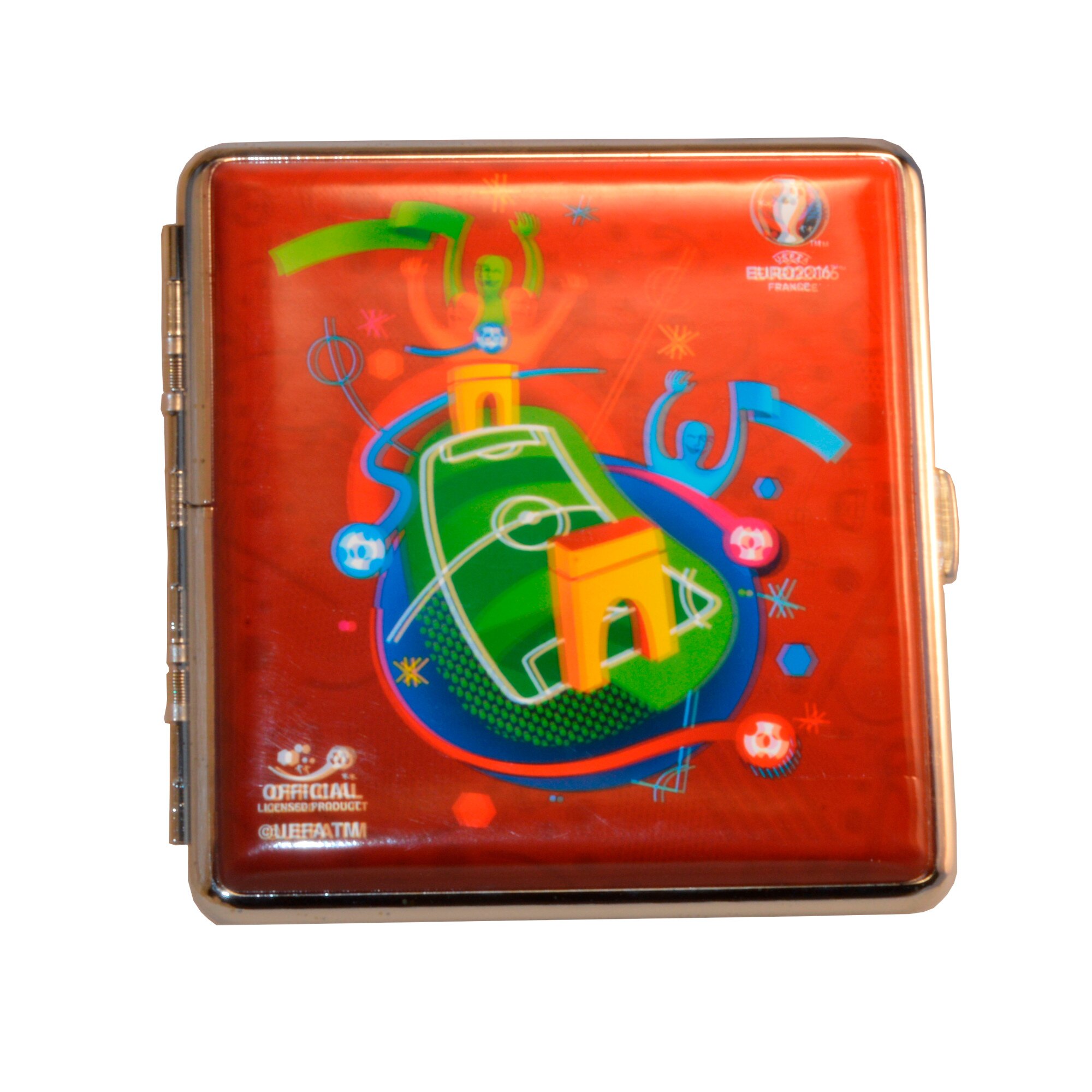 Tabachera rosie 20 tigari king size cu clema metalica UEFA 2016