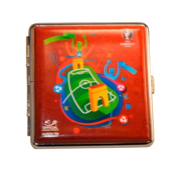 Tabachera rosie 20 tigari king size cu clema metalica UEFA 2016 Tabachera rosie 20 tigari king size cu clema metalica UEFA 2016